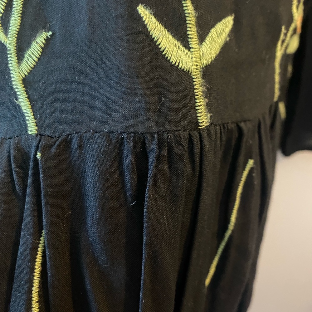 Anthropologie Black Floral Embroidered Midi Dress - Picture 6 of 9